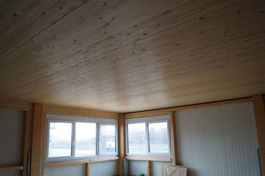 Vollholz Zwischendecke Untersicht